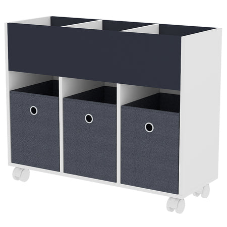 Mobile Scaffale Cameretta in Legno 3Cassetti Tessuto 80x30H63cm Porta oggetti
