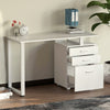 Scrivania in Legno con Cassettiera integrata Porta Pc Computer 120x50cm Bianco Frass