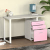 Scrivania in Legno con Cassettiera integrata Porta Pc Computer 120x50cm Rosa Bianco
