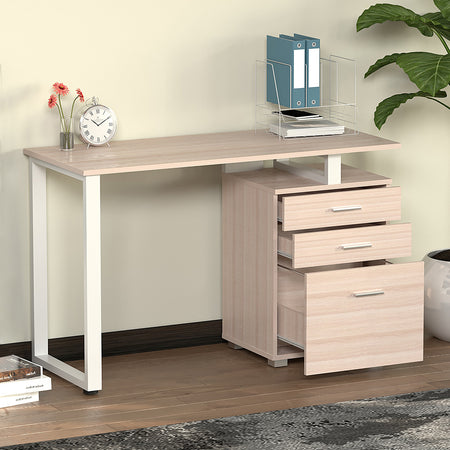 Scrivania in Legno con Cassettiera integrata Porta Pc Computer 120x50cm Olmo