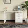 Scrivania in Legno con Cassettiera integrata Porta Pc Computer 120x50cm Bianco Frass