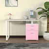 Scrivania in Legno con Cassettiera integrata Porta Pc Computer 120x50cm Rosa Bianco
