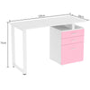 Scrivania in Legno con Cassettiera integrata Porta Pc Computer 120x50cm Rosa Bianco