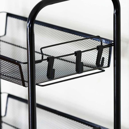 Carrello da Cucina Multiuso in Metallo Portaoggetti 5Ripiani 44x26 H 104cm Nero