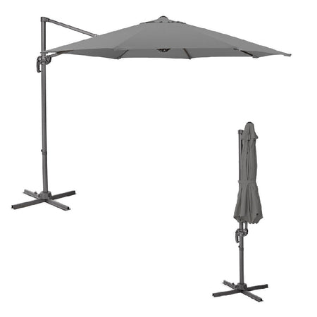 Ombrellone Alluminio Palo Decentrato da Giardino 3MT 8 stecche Grigio Manovella