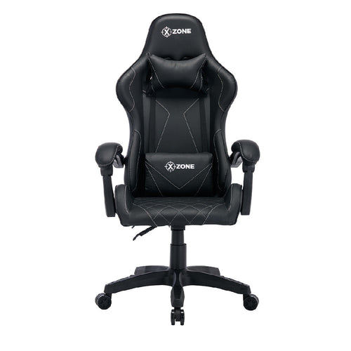 Sedia Poltrona Gaming Ufficio Scrivania, Gioco Reclinabile Girevole 2 cuscini Nero