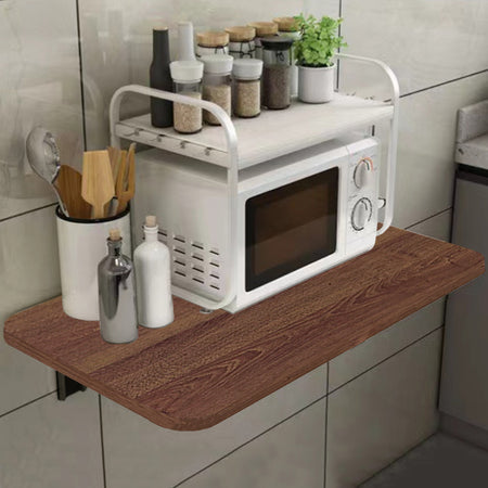 Mensola da Muro Pieghevole Salvaspazio 80x60cm Piano in MDF Multiuso Noce