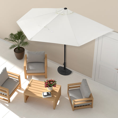 Ombrellone Semicircolare Filo Muro da Giardino 270cm con Manovella Beige