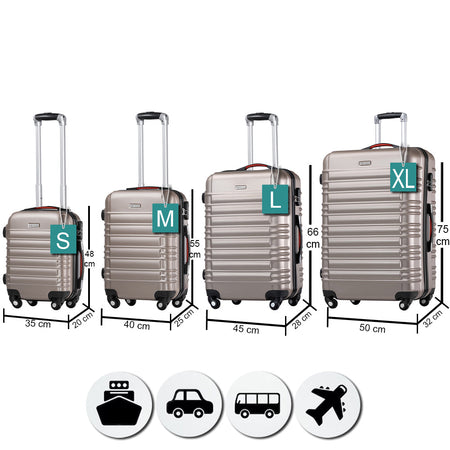 Set 4 Valigie Rigide Ruote Easy roll, Bagaglio mano e viaggio, Trolley Resistente