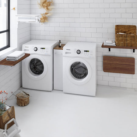 Mensola da Muro Pieghevole Salvaspazio 80x60cm Piano in MDF Multiuso Noce