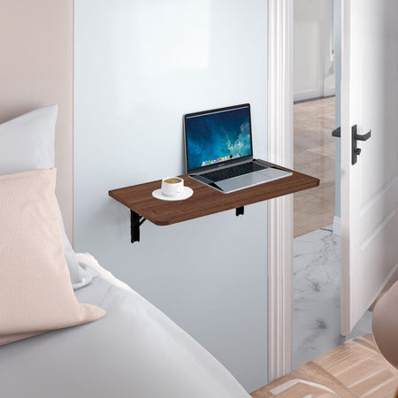 Mensola da Muro Pieghevole Salvaspazio 80x60cm Piano in MDF Multiuso Noce