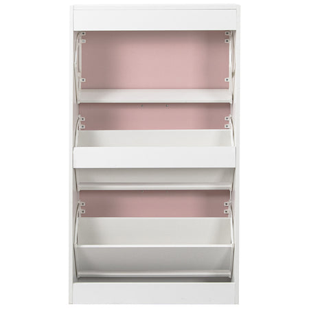 Mobile Scarpiera 3Ante Salvaspazio Doppia Profondità 63x24 H115cm Bianco Rosa