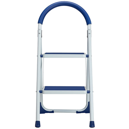 Scala Sgabello Pieghevole 2 Gradini Antiscivolo Metallo Verniciato max 150kg Blu