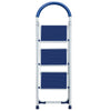 Scala Sgabello Pieghevole 3 Gradini Antiscivolo Metallo Verniciato max 150kg Blu