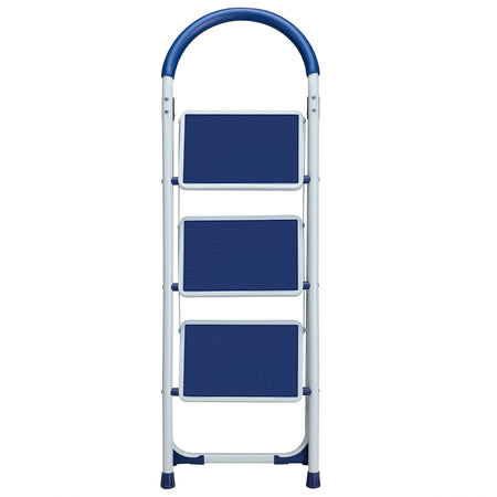Scala Sgabello Pieghevole 3 Gradini Antiscivolo Metallo Verniciato max 150kg Blu