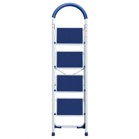 Scala Sgabello Pieghevole 4 Gradini Antiscivolo Metallo Verniciato max 150kg Blu