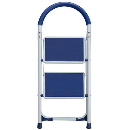 Scala Sgabello Pieghevole 2 Gradini Antiscivolo Metallo Verniciato max 150kg Blu