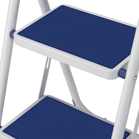 Scala Sgabello Pieghevole 2 Gradini Antiscivolo Metallo Verniciato max 150kg Blu