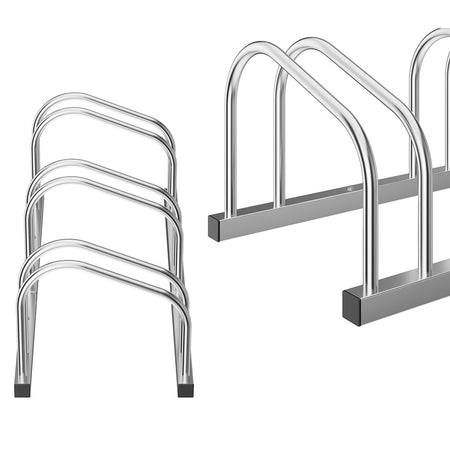 Rastrelliera Parcheggio Bici 3 Posti in Acciaio 33x27x72 cm Silver