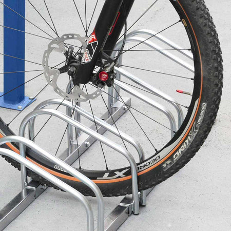 Rastrelliera Parcheggio Bici 6 Posti in Acciaio 33x27x162 cm Silver