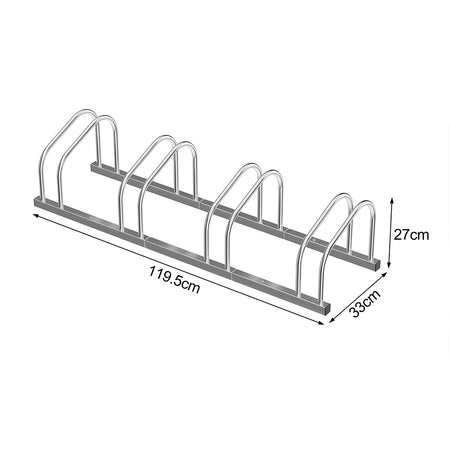 Rastrelliera Parcheggio Bici 4 Posti in Acciaio 33x27x100 cm Silver