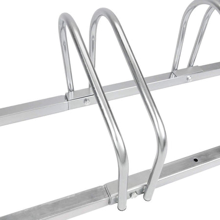 Rastrelliera Parcheggio Bici 6 Posti in Acciaio 33x27x162 cm Silver
