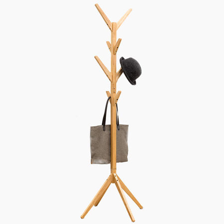 Piantana Appendiabiti in legno Naturale 8 Ganci 58x58 H175cm Verniciato Naturale