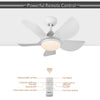 Ventilatore da Soffitto 5Pale Lampada LED Dimmerabile 20W Telecomando Bianco