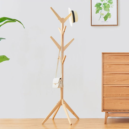 Piantana Appendiabiti in legno Naturale 8 Ganci 58x58 H175cm Verniciato Naturale