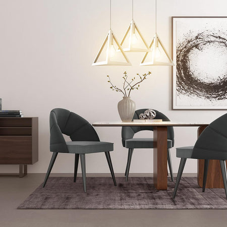 Lampadario Sospensione Piramide 25cm Metallo E27 Design Moderno Bianco
