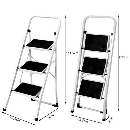 Scala Sgabello Pieghevole 3 Gradini Antiscivolo Metallo Verniciato max 150kg