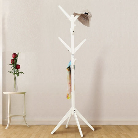Piantana Appendiabiti in legno Naturale 8 Ganci 58x58 H175cm Verniciato Bianco