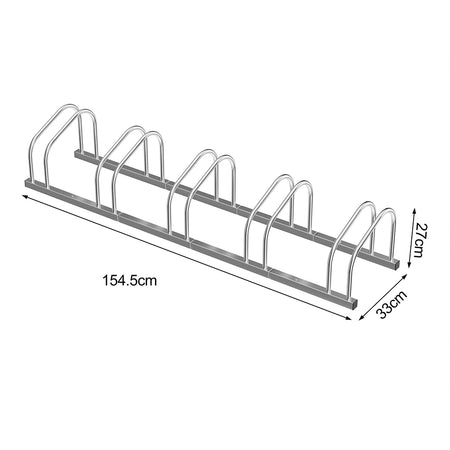 Rastrelliera Parcheggio Bici 5 Posti in Acciaio 33x27x130 cm Silver