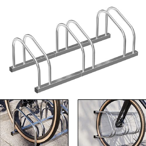 Rastrelliera Parcheggio Bici 3 Posti in Acciaio 33x27x72 cm Silver