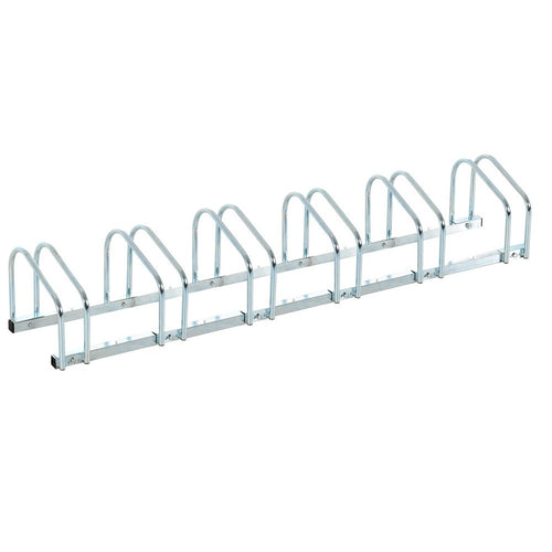 Rastrelliera Parcheggio Bici 6 Posti in Acciaio 33x27x162 cm Silver