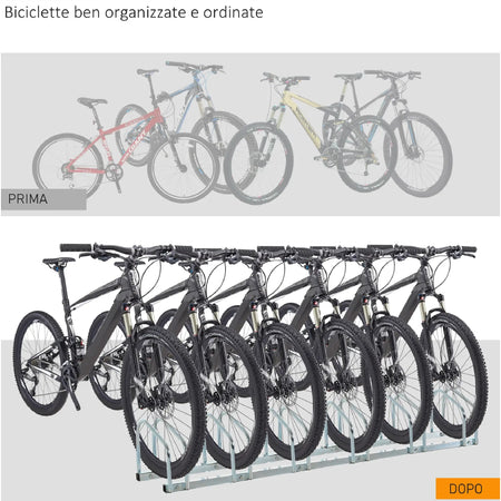 Rastrelliera Parcheggio Bici 6 Posti in Acciaio 33x27x162 cm Silver