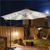 Ombrellone da Giardino 3mt Palo Decentrato 8stecche Carrucola Luci Led Beige