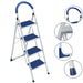 Scala Sgabello Pieghevole 4 Gradini Antiscivolo Metallo Verniciato max 150kg Blu