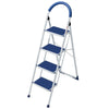 Scala Sgabello Pieghevole 4 Gradini Antiscivolo Metallo Verniciato max 150kg Blu