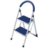 Scala Sgabello Pieghevole 2 Gradini Antiscivolo Metallo Verniciato max 150kg Blu