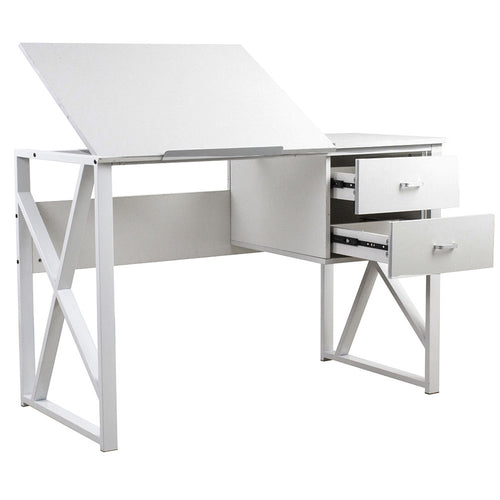 Scrivania Ufficio Piano Regolabile Cassettiera 2 Cassetti Porta PC Design Moderno