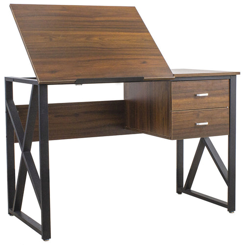 Scrivania Ufficio Piano Regolabile Cassettiera 2 Cassetti Porta PC Design Moderno