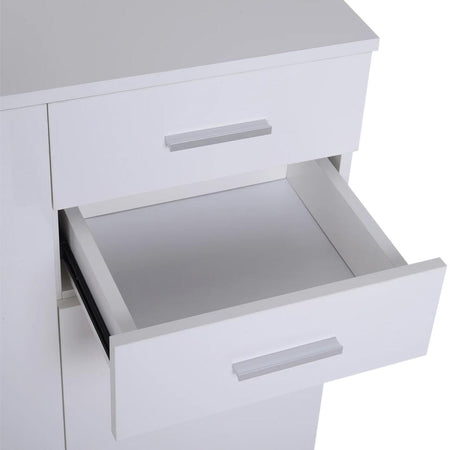 Mobile Cassettiera Multiuso in Legno MDF 2Cassetti 2Ante Design Moderno Bianco