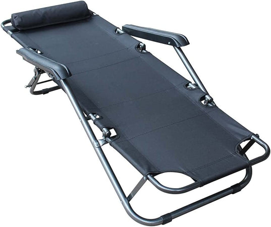 Sdraio Poltrona per Esterno Giardino Pieghevole Reclinabile a Lettino Prendisole Nero