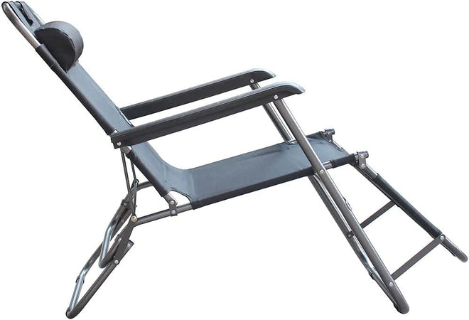 Sdraio Poltrona per Esterno Giardino Pieghevole Reclinabile a Lettino Prendisole Nero