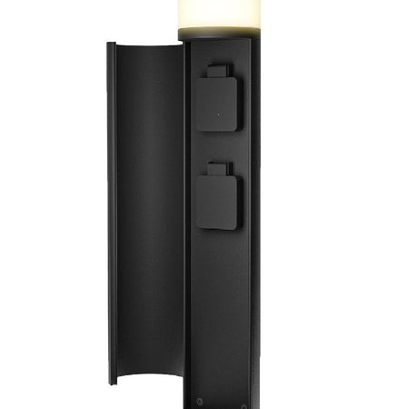 Faretto Led da Giardino Paletto H60cm Nero con 2 Prese Integrate Luce Bianco Caldo