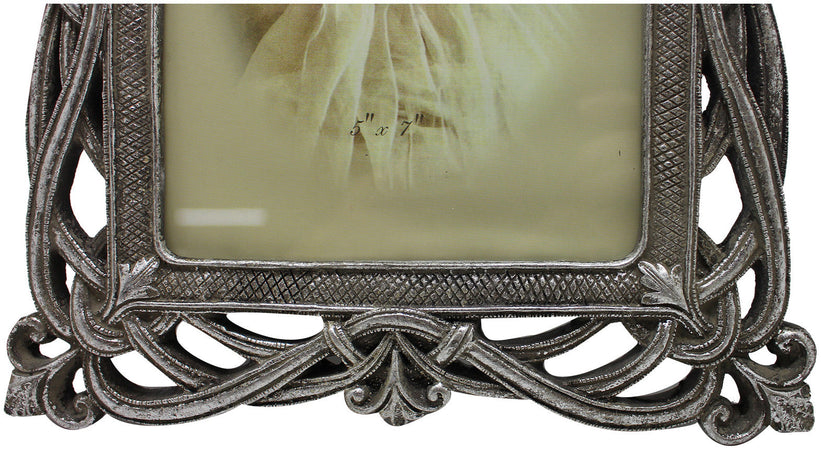 Biscottini Portafoto Biscottini Resina Argento Anticata Appoggio 21x2x26 foto 13x18 o 18x13