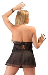 Curvy - Babydoll capezzoli scoperti Nero Pizzo