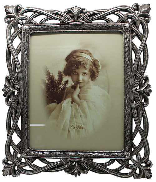 Biscottini Portafoto da appoggio verticale/orizzontale in resina finitura argento anticata L31xPR2xH36 cm