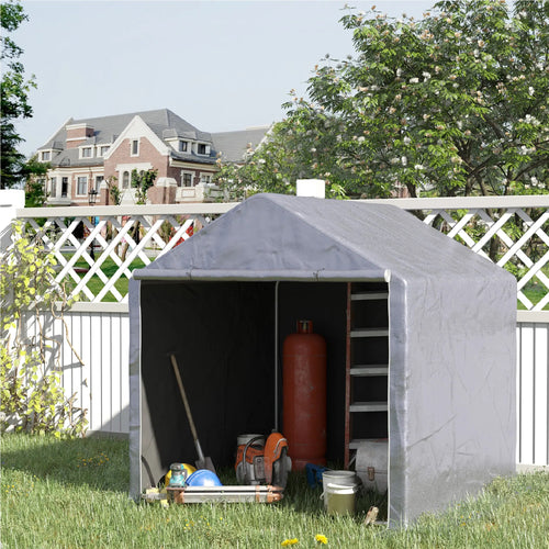 Casetta da Giardino Porta Attrezzi 2x2m in Acciaio e Copertura Anti-UV Grigio
